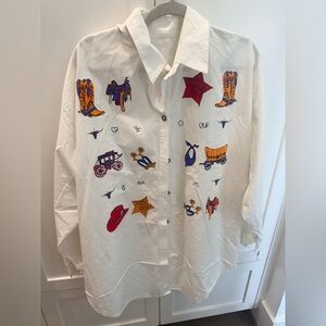 Western-Inspired White Button Down Shirt Dress